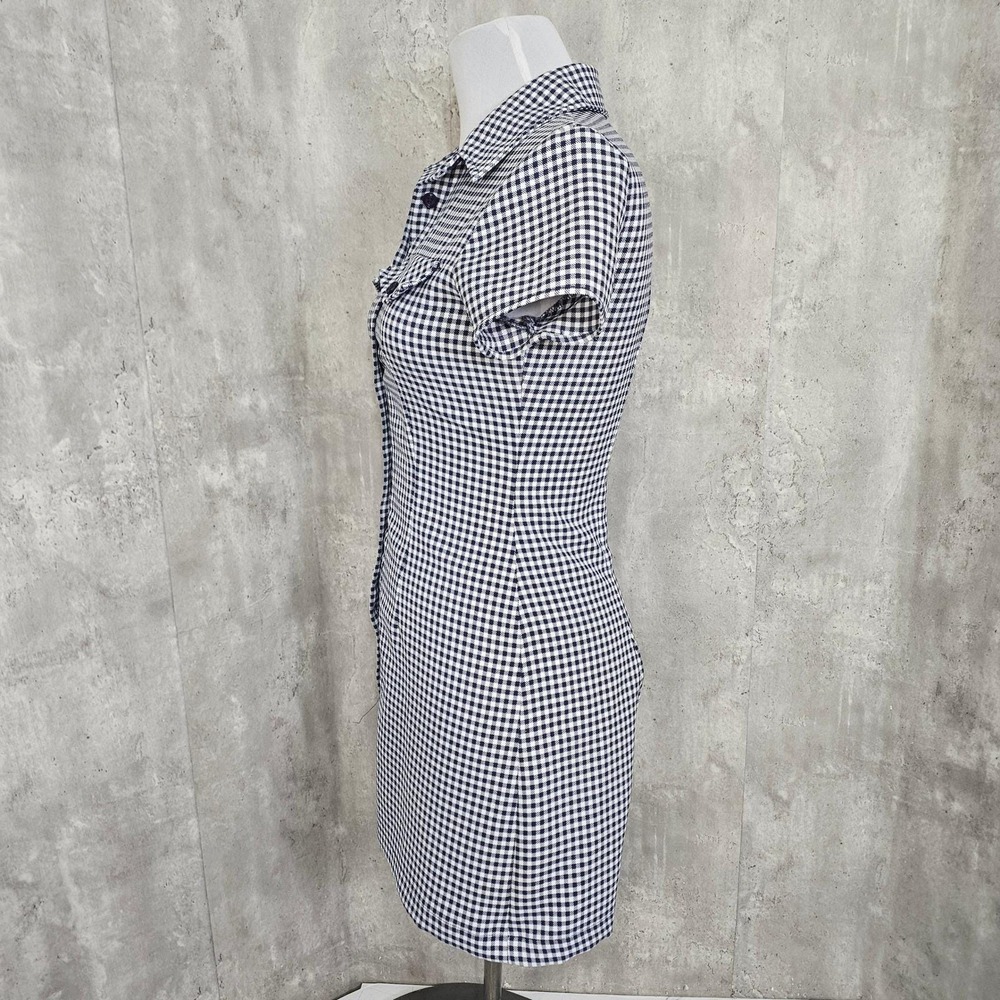 Vintage 90s Y2k All That Jazz Gingham Mini Dress Mod Shirt Dress Fitted Size M - Picture 7 of 8